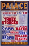 Large 24.75 x 39.75 Poster From June 1939 Advertising The Three Stooges Show at the Blackpool Palace in England -- Curly Misspelled as Curley